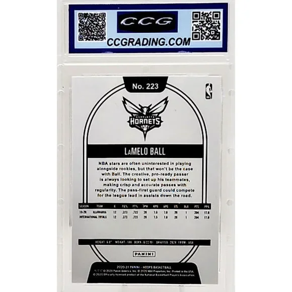 2020-21 Panini NBA Hoops Lamelo Ball Blue Rookie #223 RC CCG 10 - Hornets